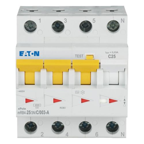 Eaton Aardlekautomaat 3-polig+nul 25A C-Kar 30mA (mRB4-25/3N/C/003-A)